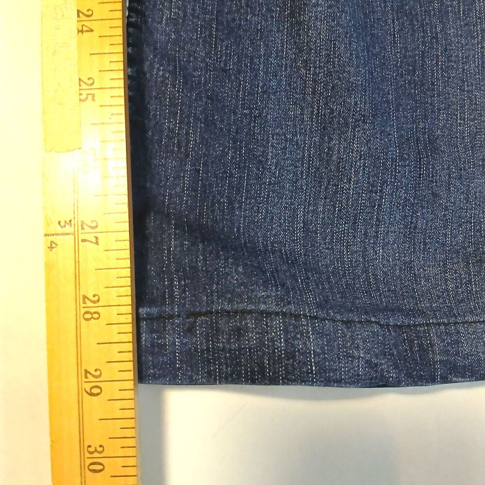 Love Indigo Bootcut Jeans Embroidered Cross Flap Pockets Glam 34x29 McBling Y2K - Picture 5 of 11